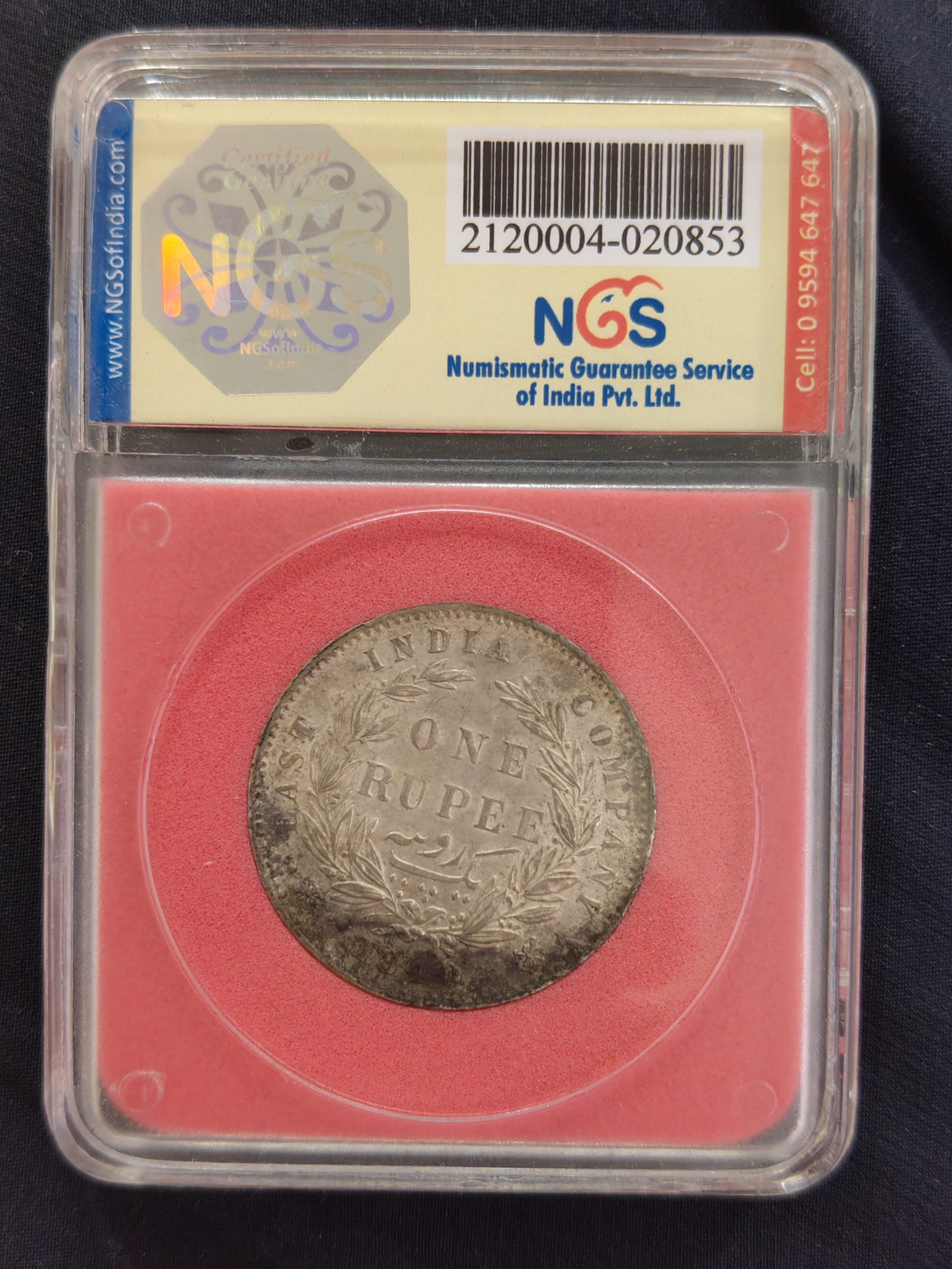 1840 East india company victoria one ruppes ngs grading Bombay mint w.w.raised 28 berries grade coin 100% original coin - Image 2