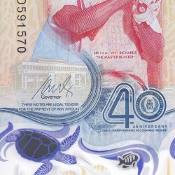 Polymer Note of Caribbean central bank 2 Dollars Viv Richards Note