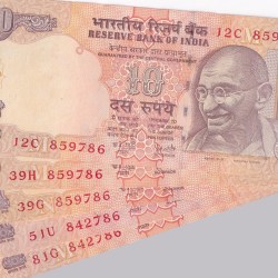 YV Reddy 10 Rupees 786 Ending Unc 5 Notes Lot