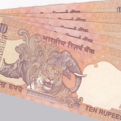 Alternative view of YV Reddy 10 Rupees 786 Ending Unc 5 Notes Lot