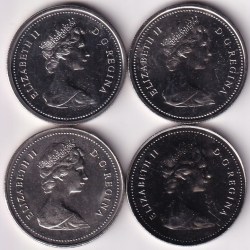 Alternative view of Canada 1 Dollar 1976 to 1979 Four Nickel Unc Coins Lot