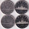 Canada 1 Dollar 1980 to 1983 Four Nickel Unc and Proof Coins Lot