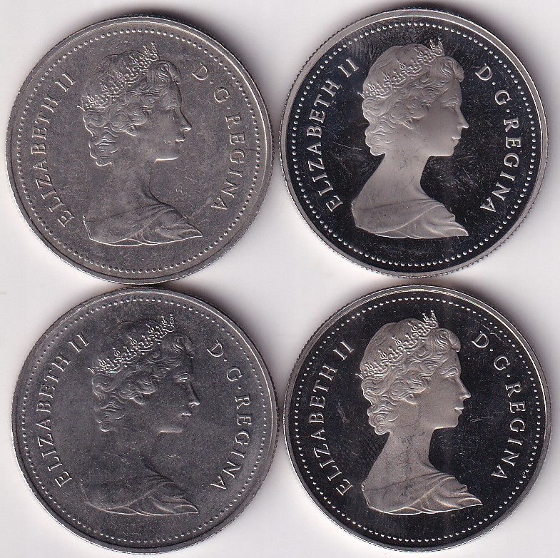 Canada 1 Dollar 1980 to 1983 Four Nickel Unc and Proof Coins Lot - Image 2