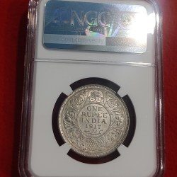 Alternative view of INDIA RUPEE 1917 BOMBAY MINT NGC GRADED 61