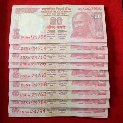 Alternative view of 20 Rs Old Rare STAR Notes Governor 100 Pcs Given Gem Unc Condition