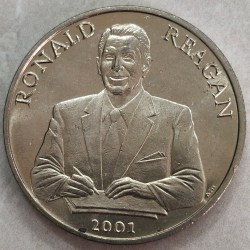 Alternative view of Liberia 10 Dollars 2001 Ronald Reagan unc crown size lowest price (sku z 1307)