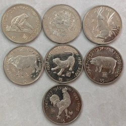 Liberia Five Dollars 7 Different commevrative unc coin set (sku z 1308)