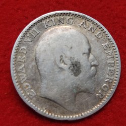 Alternative view of HALF RUPEE SILVER COIN EDWARD VII 1910 CALCUTTA MINT