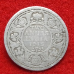 TWO ANNA SILVER COIN GEORGE V 1915 BOMBAY MINT
