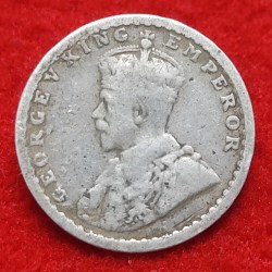 Alternative view of TWO ANNA SILVER COIN GEORGE V 1915 BOMBAY MINT