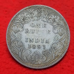RARE ONE RUPEE COIN VICTORIA EMPRESS YEAR 1897 BOMBAY MINT