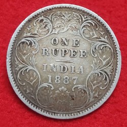 ONE RUPEE COIN VICTORIA EMPRESS YEAR 1887 CALCUTTA MINT