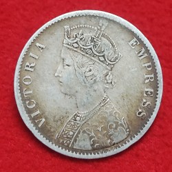 Alternative view of ONE RUPEE COIN VICTORIA EMPRESS YEAR 1887 CALCUTTA MINT
