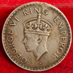 Alternative view of 1938 George VI One Ruppes normaly (hook remove) coin Bombay mint Extermaly Rare coin #102
