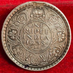 1938 George VI One Ruppes normaly (hook remove) coin Bombay mint Extermaly Rare coin #102