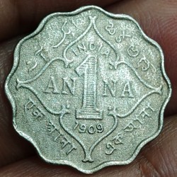 Alternative view of Edward vII one anna 1909 British India high grade Extermaly Rare coin # 9