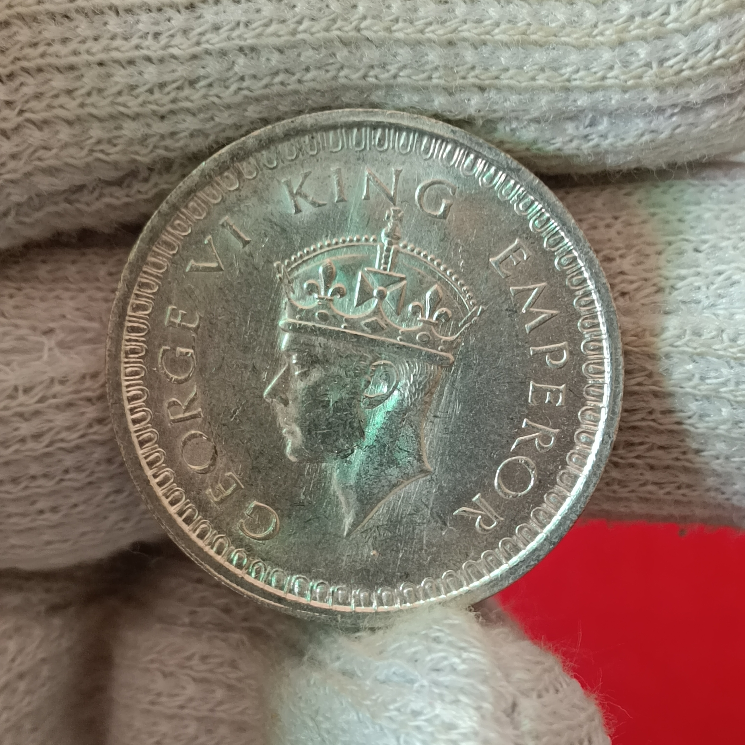 George Vi Silver One Rupee India 1942 Year Bombay Mint Unc Condition British of India - Image 3