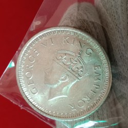 Alternative view of George Vi Silver One Rupee India 1942 Year Bombay Mint Unc Condition British of India