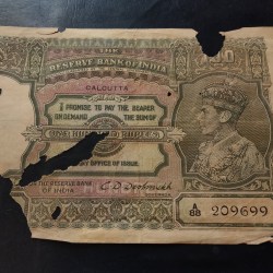 British India 100 ₹ Note Kolkata mint Cd deshmukh Weak condition as per imege Same note given