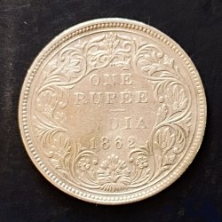 Silver British India Victoria queen Denominaton 1 ₹ Year 1862 Same and similar piece available