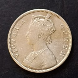 Alternative view of Silver British India Victoria queen Denominaton 1 ₹ Year 1862 Same and similar piece available