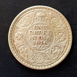 Silver British India King and emperor George v Denominaton 1 ₹ Year 1916 Same and similar piece available