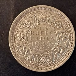 Silver British India King and emperor George vi Denominaton 1₹ Year 1942 Same and similar piece available