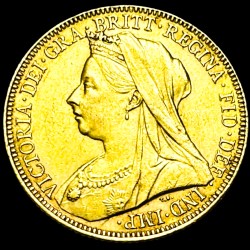 Alternative view of RARE Gold Coin of United Kingdom of 1 Sovereign 1901 Victoria 3rd Portrait Weight 7.99 gm