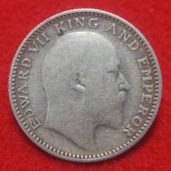 Alternative view of HALF RUPEE SILVER COIN EDWARD VII 1910 CALCUTTA MINT