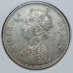 Alternative view of RARE ONE RUPEE SILVER COIN VICTORIA QUEEN YEAR 1862 0/6 DOTES VARIETY