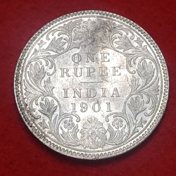 ONE RUPEE SILVER COIN VICTORIA EMPRESS YEAR 1901 BOMBAY MINT