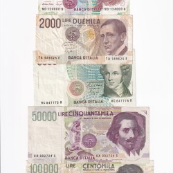 ITALY 5 DIFFERENT DENOMINATION RARE (5 NOTE SET )
