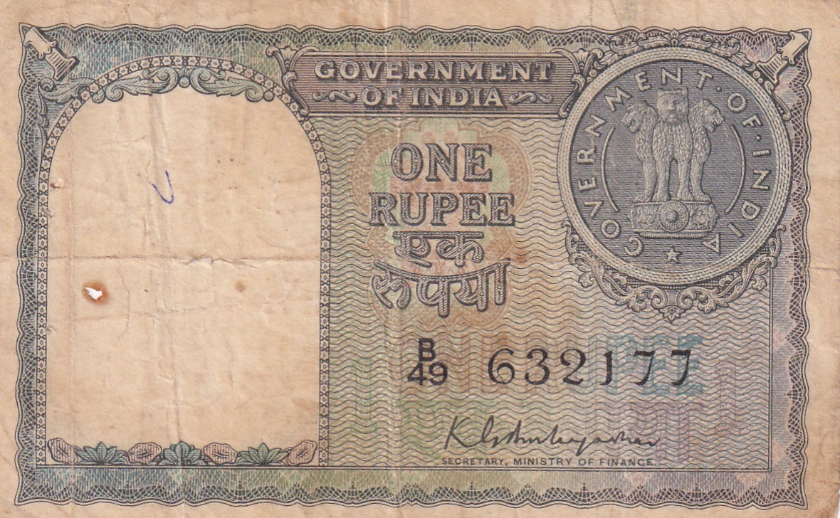 A-3 K.G AMBEGAONKAR ONE RUPEES GREEN NOTE