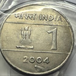 1 Rs 2004 Cross Coin Mumbai Mint Rare High Grade