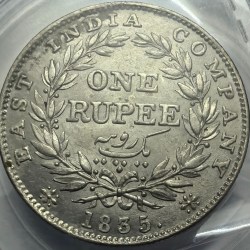 Alternative view of British India William One Rupee R S Thin 1835 Silver Coin High Grade Unc Rare