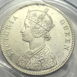 British India One Rupee 1862 4 Pineapple Silver Coin High Grade Unc Rare