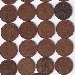 Alternative view of ENGLAND 19 DIFFERENT ONE PENNY SET # Z-1338