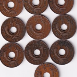 EAST AFRICA 5 CENTS ( 10 DIFFERENT DATES ) RARE 10 PCS SET #Z-1346