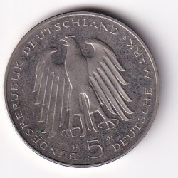 Federal Republic 5 Deutsche Mark FREIHERR UNC RARE COIN #Z-1349