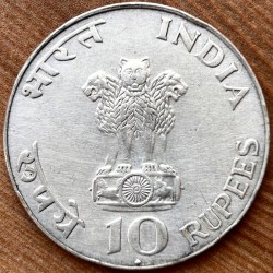 Alternative view of Dam Cheap Sale ❤️😍🤑 India's First 10 Rupee Silver Coin of Commemorative issue Centennial Mahatma Gandhi's Birth Collectible Coin of Republic India Bombay Mint