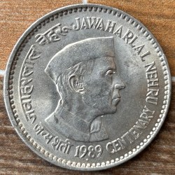 Dam Cheap Sale❤️🥰 1 Rupee 1989 Commemorative Coin of Jawahar Lal Nehru Bombay Mint Extremely Fine Condition