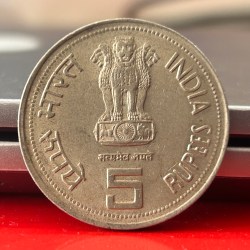 Alternative view of Extremely Valuable 5 Rupee Indira Gandhi Ji BIG SIZE Commemorative Coin of India