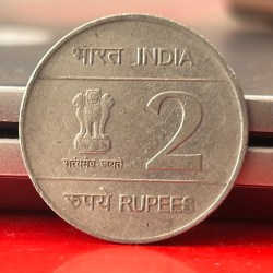 Alternative view of 2 Rupee Commonwealth Games DELHI 2010 Noida Mint Commemorative Coin