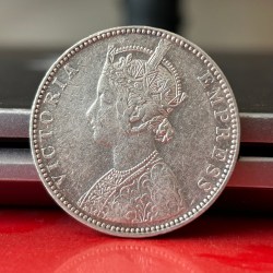 Alternative view of Rare One Rupee 1898 Silver Coin of Victoria Empress British India Coinage