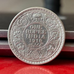 Rare 1918 One Rupee of George V King Emperor Calcutta Mint Silver 11.66 Gram British India Coin Same as per shown given