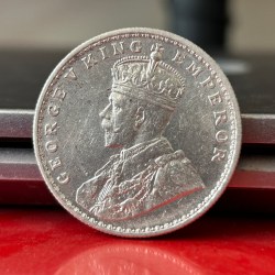 Alternative view of Rare 1918 One Rupee of George V King Emperor Calcutta Mint Silver 11.66 Gram British India Coin Same as per shown given