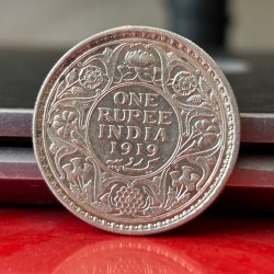 Rare 1919 One Rupee of George V King Emperor Calcutta Mint Silver 11.66 Gram British India Coin Same as per shown given