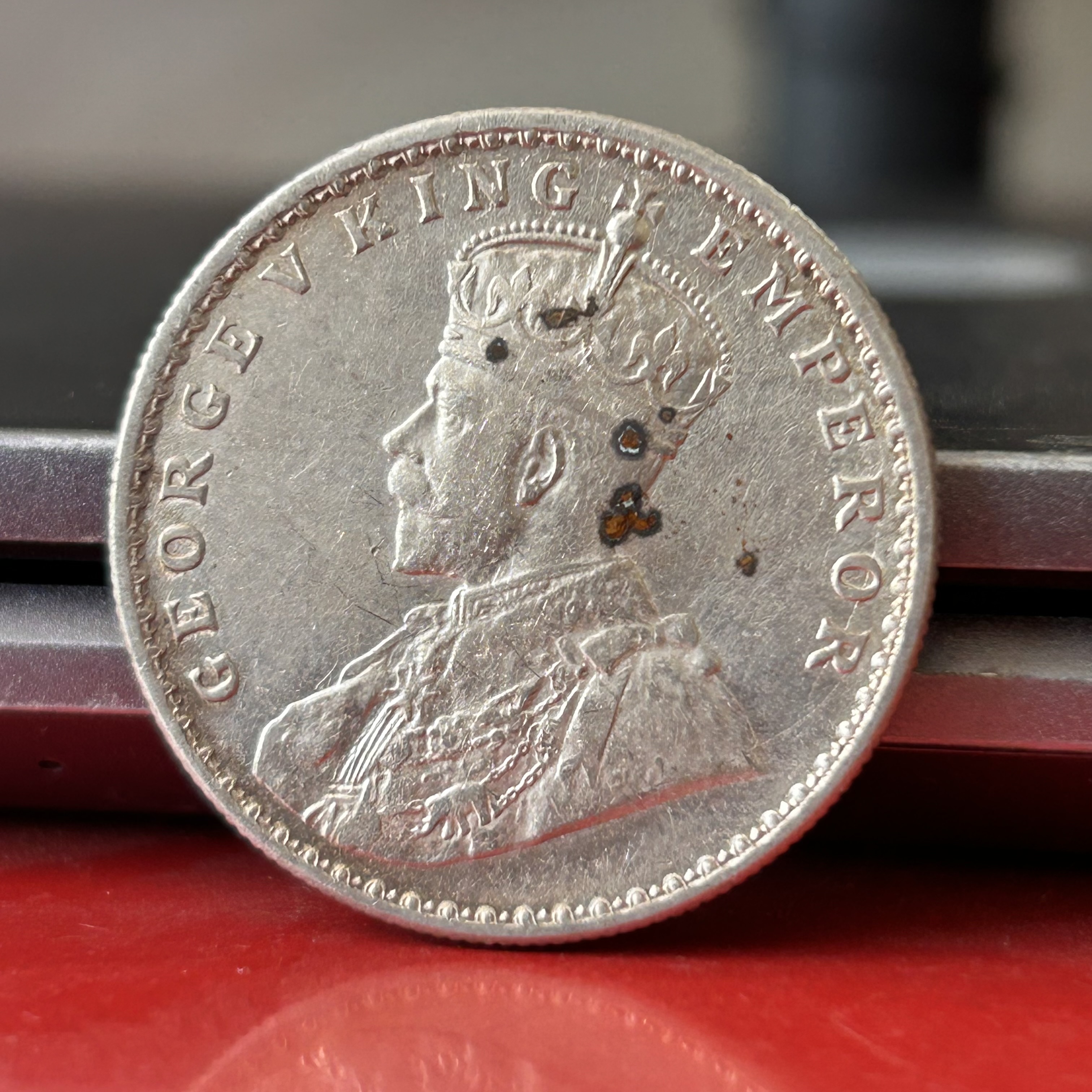 Rare 1918 One Rupee of George V King Emperor Calcutta Mint Silver 11.66 Gram British India Coin Same as per shown given - Image 2