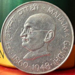 Dam Cheap Sale ❤️😍🤑 India's First 10 Rupee Silver Coin of Commemorative issue Centennial Mahatma Gandhi's Birth Collectible Coin of Republic India Bombay Mint
