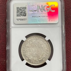 Alternative view of NGC 1840 One Rupee Divided Legend Silver AU58 Graded Coin Rare